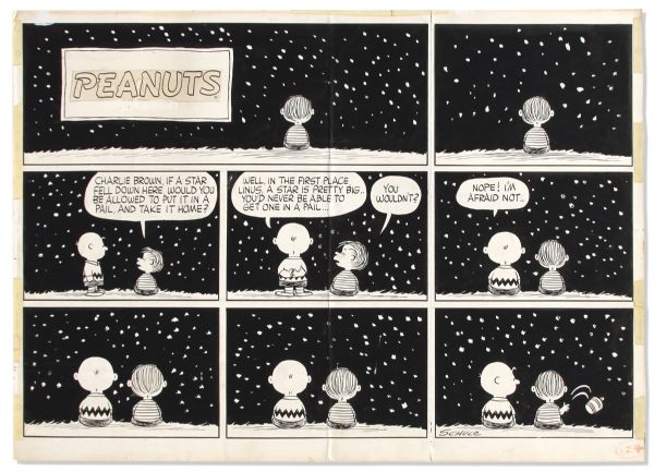 Charles Schulz Hand-Drawn ''Peanuts'' Sunday Strip Featuring Charlie Brown & Linus -- 1958