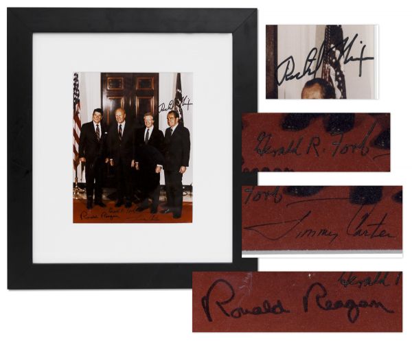 Rare 8'' x 10'' Photograph Signed by Four Presidents -- Signed by Nixon, Ford, Carter and Reagan -- With PSA/DNA COA