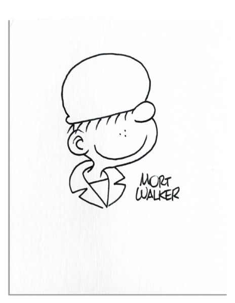 Mort Walker Signed ''Beetle Bailey'' Drawings