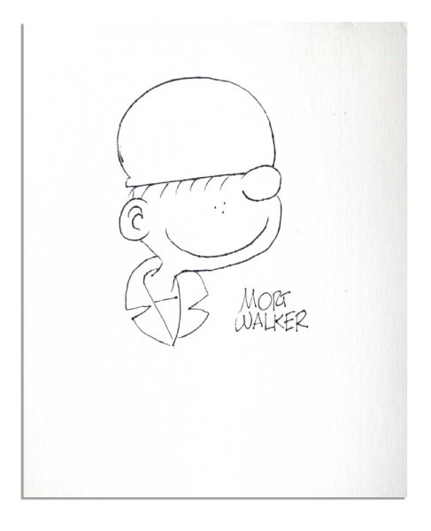 Mort Walker Signed ''Beetle Bailey'' Drawings