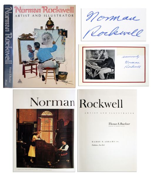 Norman Rockwell's Signature Affixed Within Coffee Table Book ''Norman Rockwell: Artist and Illustrator'' -- Nice Large Format Collection of Rockwell Illustrations