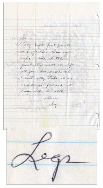 Running Back Elroy ''Crazylegs'' Hirsch Autograph Letter Signed -- Describing How He Got His Nickname: ''...it looks like I 'wobble'...Legs''
