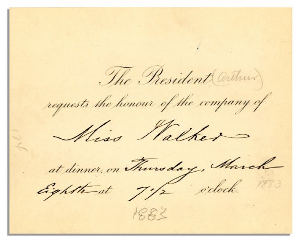 Chester Arthur Presidential Invitation
