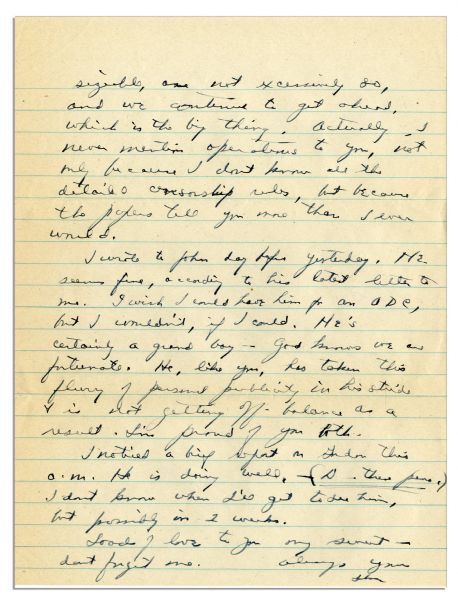 Dwight Eisenhower Autograph Letter Signed During WWII -- ''...Yesterday and today have been hard ones on me...I get so I have no thought except crawling off in a corner + keeping still...''