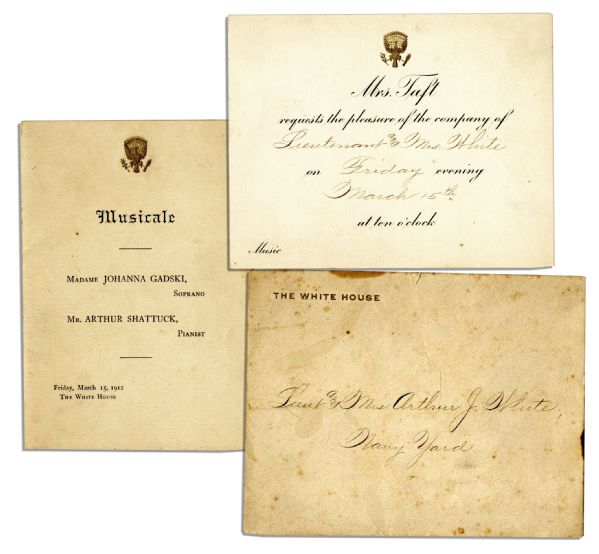 Taft Presidential Invitation to a Musical Performance at the White House -- 1912