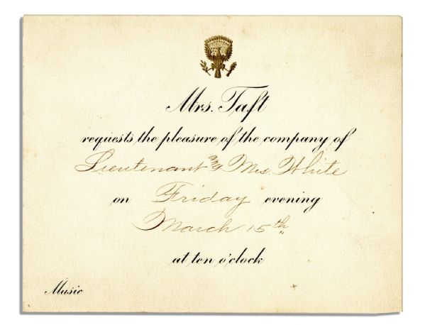 Taft Presidential Invitation to a Musical Performance at the White House -- 1912