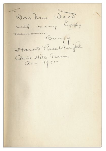 Signed First Edition of Harold Bell Wright's Last Novel, ''The Man Who Went Away'' -- With Rare Dustjacket