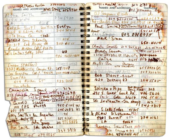Sammy Davis Jr.'s Personal Address Book Containing the Names & Addresses of Over 100 of His Celebrity Friends -- Michael Jackson, Muhammad Ali, Liz Taylor, Barbra Streisand, Jay Leno & More