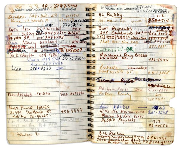 Sammy Davis Jr.'s Personal Address Book Containing the Names & Addresses of Over 100 of His Celebrity Friends -- Michael Jackson, Muhammad Ali, Liz Taylor, Barbra Streisand, Jay Leno & More