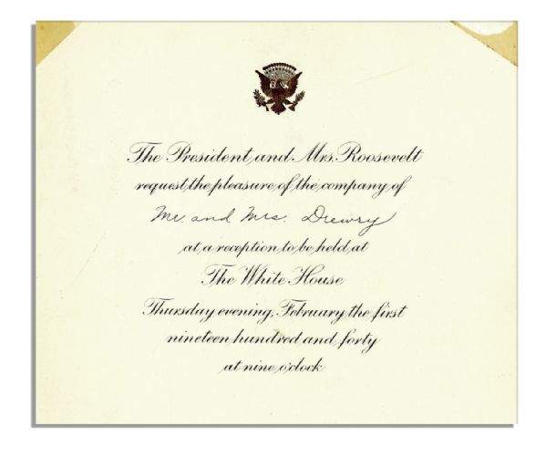 Trio of Invitations to the Franklin D. Roosevelt White House -- From 1938, 1940 and 1941
