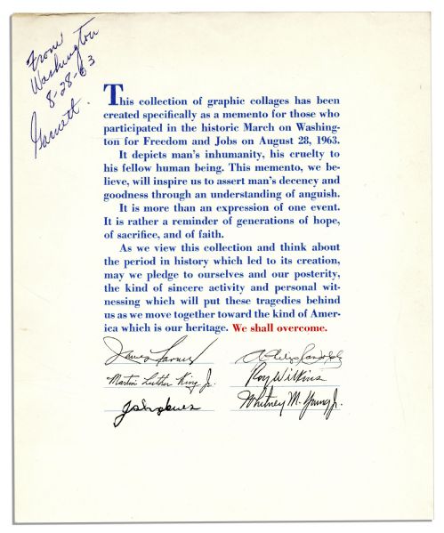 ''We Shall Overcome'' First Edition Portfolio From the ''March on Washington'' -- Scarce Complete Portfolio of Five Collages Issued by the National Urban League as a Memento for Marchers