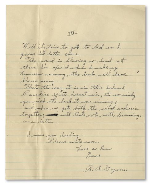 Rene Gagnon Autograph Letter Signed 4 Times -- Less Than 3 Months Before Iwo Jima -- ''...in this Island Paradise if it doesn't rain, its so windy you wish the heck it was raining...''