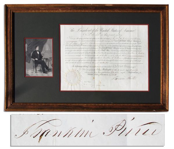 Franklin Pierce Document Signed as President