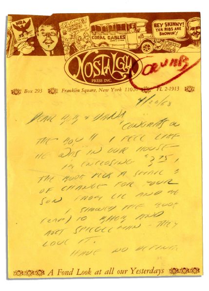 Cartoonist Robert Crumb Autograph Letter Signed to Fellow Comic Book Cartoonist Woody Gelman -- Mentioning His Famed ''Zap Comix''
