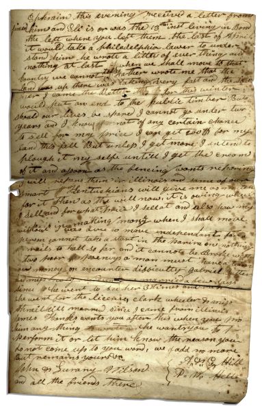 Letter Regarding the Second Cholera Pandemic -- ''...there was the last account 33 death by cholera in Princeton...'' -- 1834