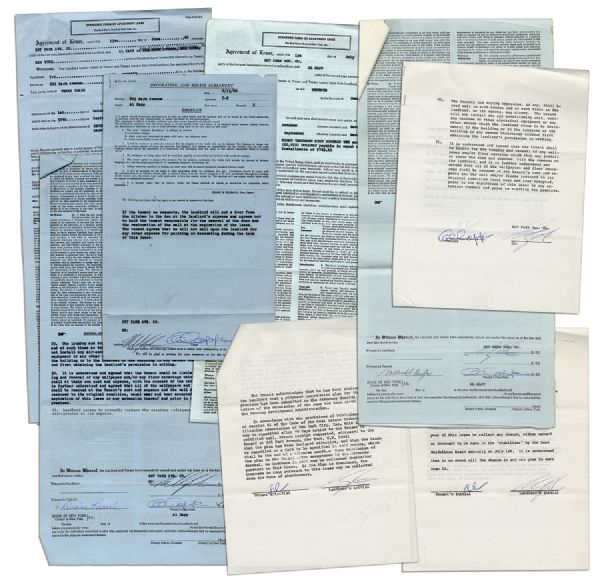 Al Capp Signed Leases for an Apartment on Park Avenue in New York City, Signed Four Times