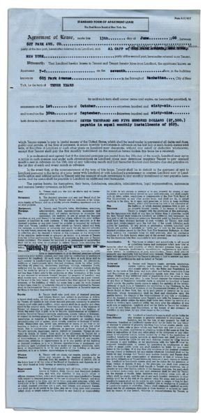 Al Capp Signed Leases for an Apartment on Park Avenue in New York City, Signed Four Times