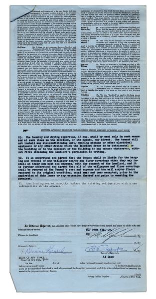 Al Capp Signed Leases for an Apartment on Park Avenue in New York City, Signed Four Times