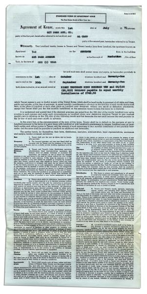 Al Capp Signed Leases for an Apartment on Park Avenue in New York City, Signed Four Times