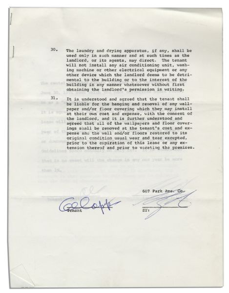 Al Capp Signed Leases for an Apartment on Park Avenue in New York City, Signed Four Times