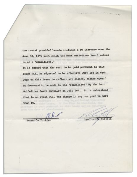 Al Capp Signed Leases for an Apartment on Park Avenue in New York City, Signed Four Times