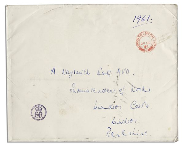 Queen Mother Elizabeth Christmas Card Signed From 1961