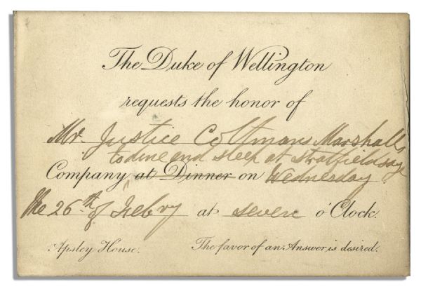 Official Duke of Wellington Dinner Invitation