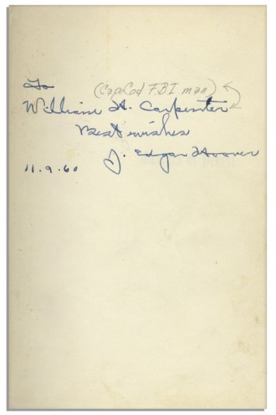 J. Edgar Hoover ''Masters of Deceit'' Signed