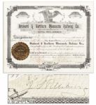 John S. Pillsbury Signed Stock Certificate