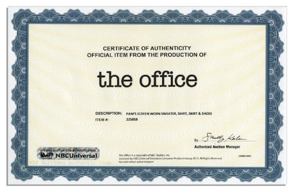 Jenna Fischer Screen-Worn Silk & Cashmere Wardrobe From ''The Office'' -- With a COA From NBC Universal