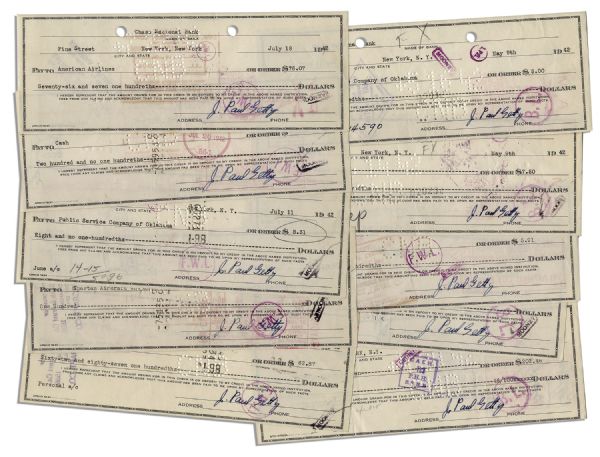 American Business Mogul John Paul Getty Group of 10 Signed Checks