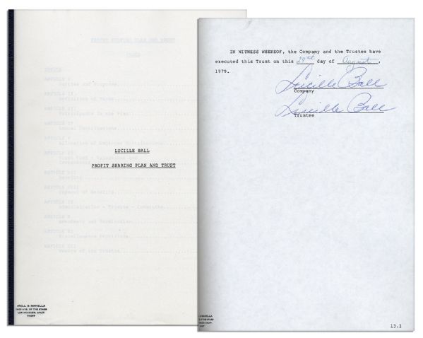 Lucille Ball Twice-Signed Trust Document From 1979