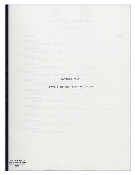 Lucille Ball Twice-Signed Trust Document From 1979
