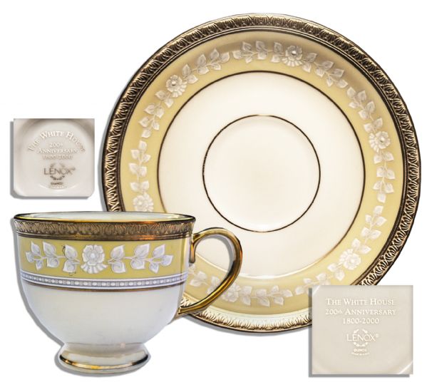 Clinton White House-Used China -- Cup & Saucer Set by Lenox From the Year 2000 -- Part of the First Order -- Fine