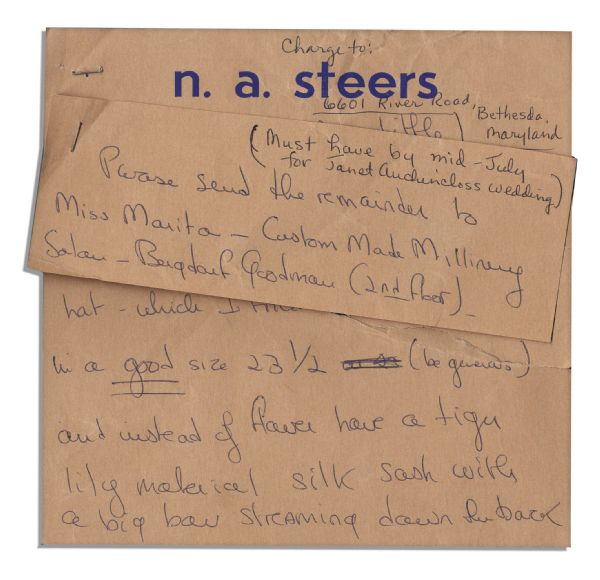 Jackie Kennedy Onassis Collection of Three Handwritten Notes to Her Bergdorf Personal Shopper