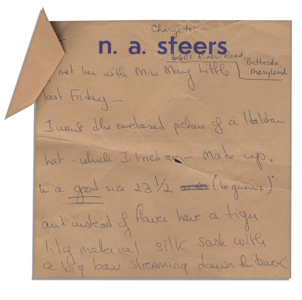 Jackie Kennedy Onassis Collection of Three Handwritten Notes to Her Bergdorf Personal Shopper