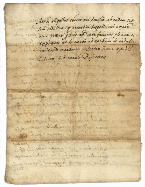 Papal Brief Manuscript From Pope Pius V -- Circa 1572