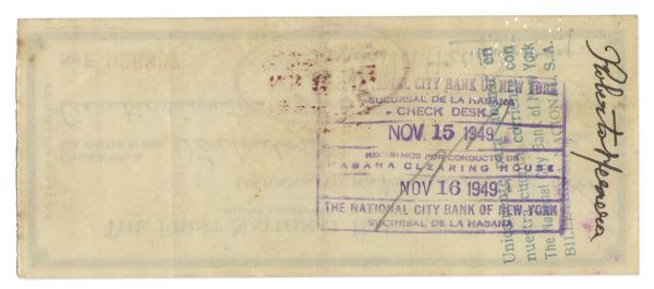 Ernest Hemingway Check Signed From 1949