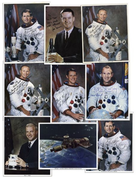 Lot of of 9 Astronaut Signed 8'' x 10'' NASA Photos -- Vance Brand, Paul Weitz, Jerry Carr, Ed Gibson, Joe Kerwin & Bill Pogue