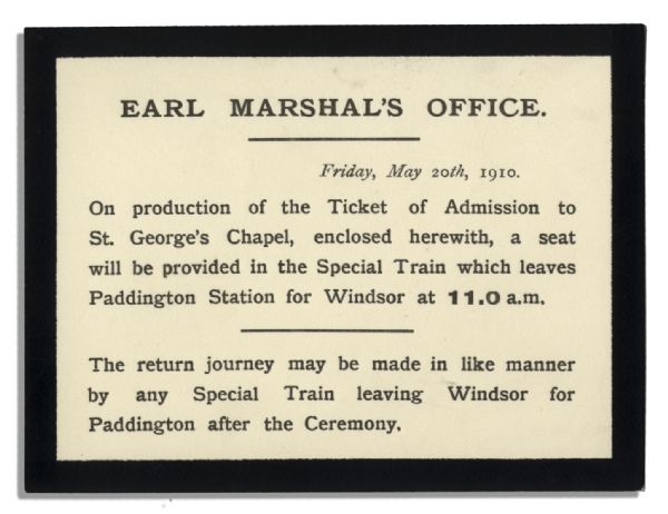 Ticket Lot for King Edward VII's Burial