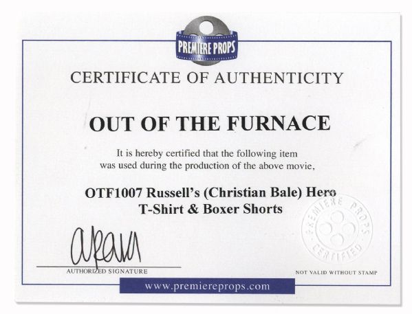 Christian Bale Screen-Worn Hero T-Shirt & Shorts From ''Out of the Furnace''
