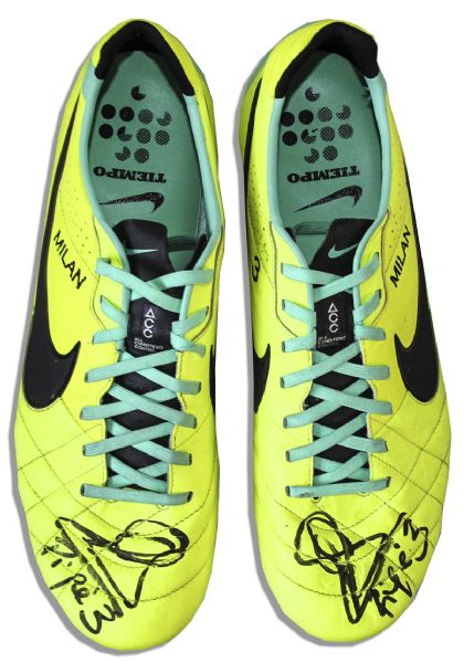 Gerard Pique Match-Worn Football Shoes Signed -- From the Match-up Dubbed ''El Clasico'' Between Barcelona & Real Madrid