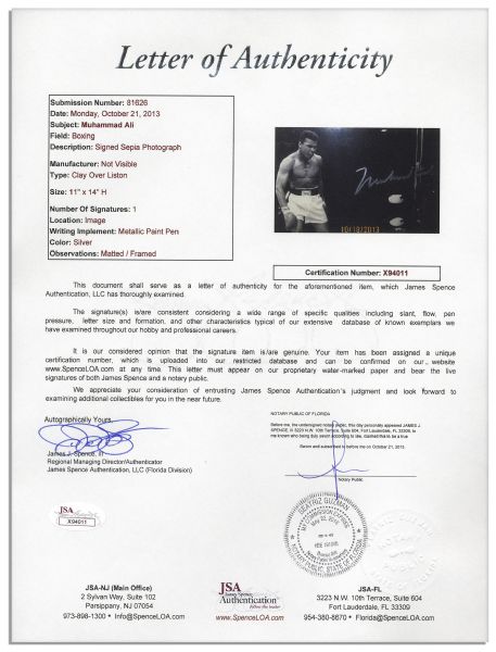 Muhammad Ali Photo Signed of His Fight With Liston For His First Heavyweight Championship -- With JSA & Steiner COA