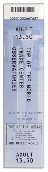 World Trade Center Ticket From 23 August 2001