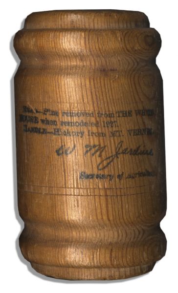 Presentation Gavel Made of Pine Wood From the White House & Hickory From Mount Vernon -- Circa 1928