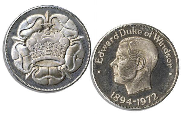 Edward, Duke of Windsor, Silver Memorial Medal Personally Owned by Duchess of Windsor Wallis Simpson