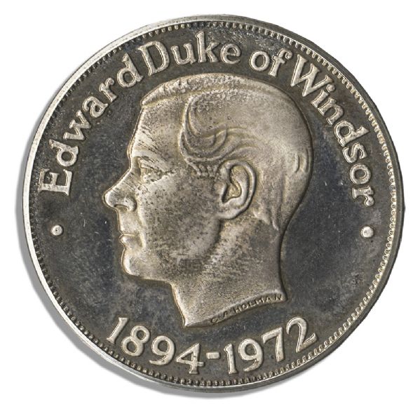 Edward, Duke of Windsor, Silver Memorial Medal Personally Owned by Duchess of Windsor Wallis Simpson