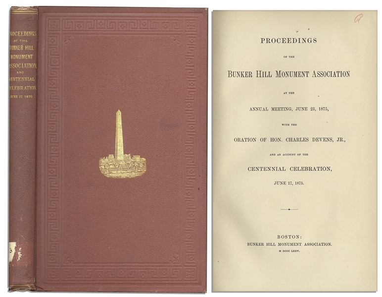 Bunker Hill Centennial Items From 1875 -- Program & Book From the Centennial & Ribbon From the Unveiling of the Memorial Monument