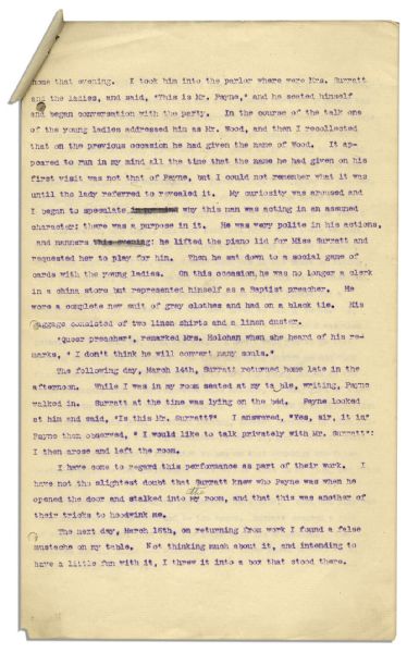 Drafted Chapter of ''A True History of the Assassination of Abraham Lincoln and of the Conspiracy of 1865'' -- By Louis Weichmann, Prosecution Witness at the Lincoln Assassination Trial