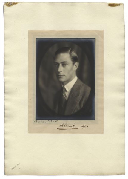 Photo Display Signed by King George VI as Prince Albert, Duke of York -- Also Signed by Portrait Photographer Bertram Park -- Dated 1926 -- With PSA/DNA